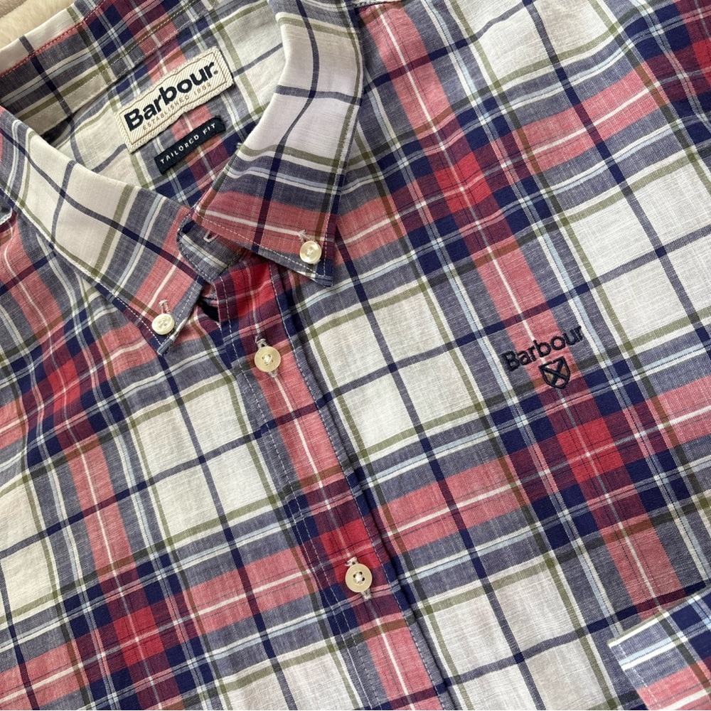 Barbour Tailored Fit Shirt Mens XL MSH5085 Highland Check Button Down